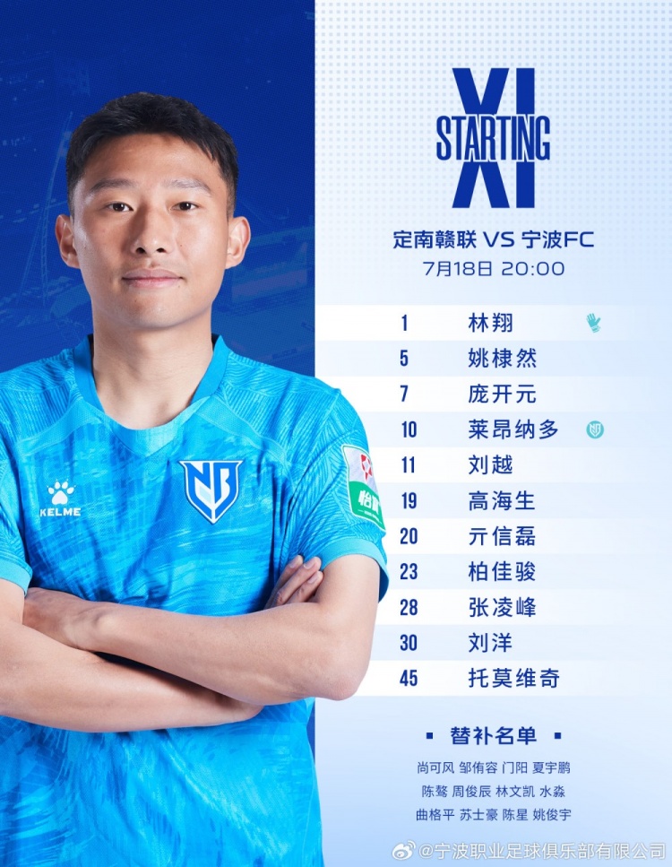 宁波FC双外援首发,张凌峰连续出战 宁波FC双外援首发,张凌峰连续出战